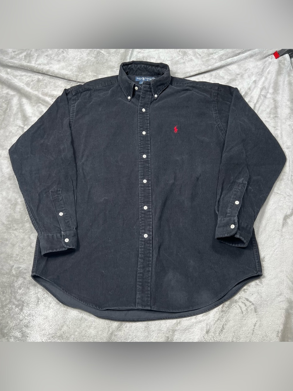 Vintage Polo Ralph Lauren Blake Corduroy Shirt Mens L Black Button Down USA Made
